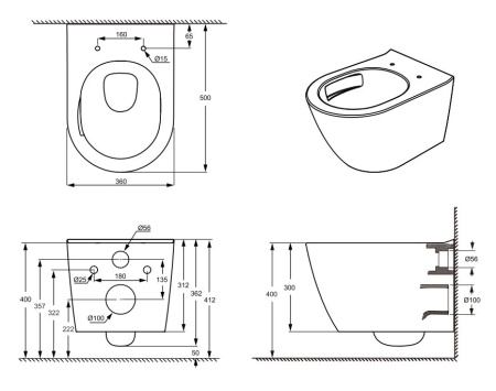 Подвесной унитаз со смывом торнадо CeramaLux N TR0199 фото