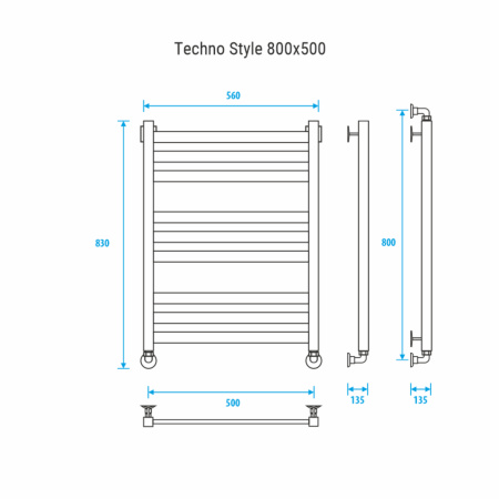 Водяной полотенцесушительEnergy Techno Style 80x50 EWTRTECHS0805000000 фото