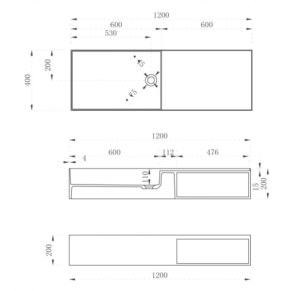 Раковина подвесная Abber Stein AS2649-1.2 120x40 белая матовая фото