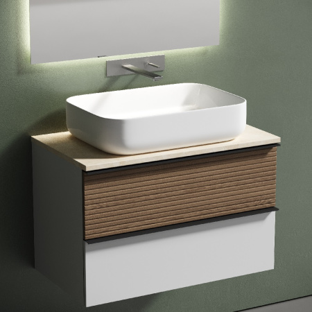 Тумба под раковину Sancos Delta DL80W дуб светлый/белый фото