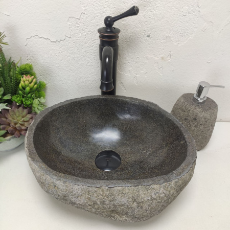 Накладная раковина из речного камня RS01485 (40*31*15) фото