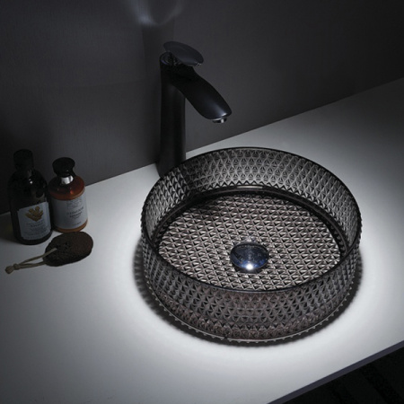 Накладная раковина из стекла Comforty GL03 00-00011841 36x36 черное стекло фото