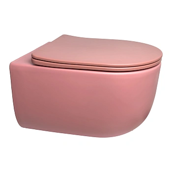 Подвесной унитаз со смывом торнадо GID NC Tr2133TF-PKM розовый матовый, с сиденьем фото