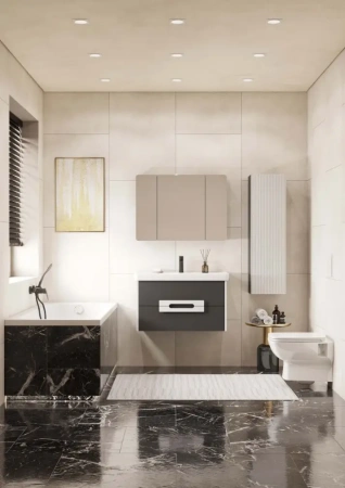 Тумба под раковину Акватон Ар-Деко 85 1A280401DD8D0 серый кобальт фото