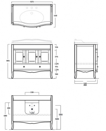 Тумба под раковину Simas Arcade ARMC105 орех 97 см фото