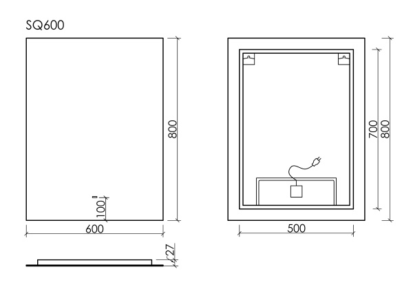 Зеркало с подсветкой Sancos Square SQ600 60x80 фото