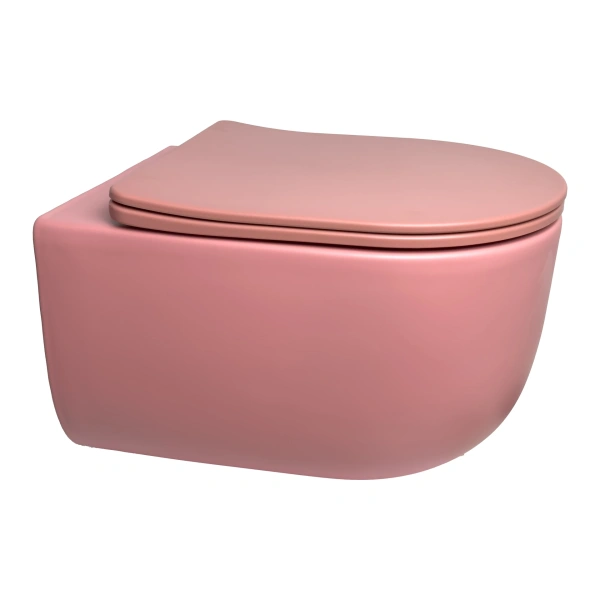 Подвесной унитаз со смывом торнадо GID NC Tr2133TF-PKM розовый матовый, с сиденьем фото