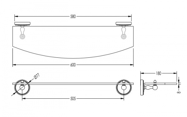 Полка стеклянная Devon & Devon Dorothy DOR410CR фото