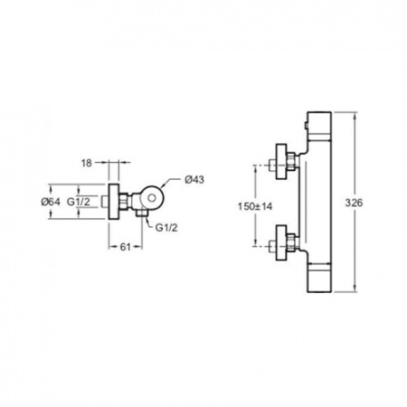 Термостатический смеситель для душа Jacob Delafon Edgar E29846-CP фото