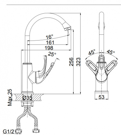 Смеситель для кухни D&K Rhein Eucharius DA1372425 черный фото