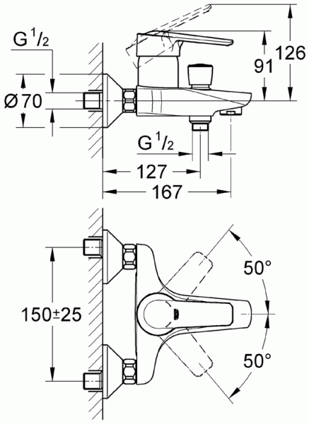 Смеситель для ванны с душем Grohe Eurostyle New 33591003 фото