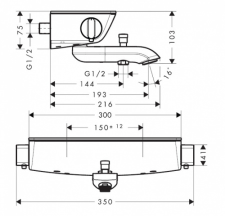 Термостатический Смеситель для ванны с душем Hansgrohe Ecostat Select 13141000 фото