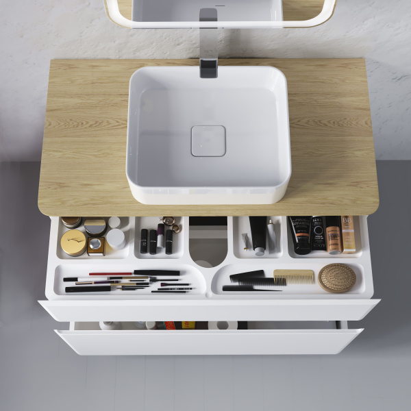 Тумба под раковину Raval Morelle 100 Mrl.01.100/N/W-O/RL белая/охра фото