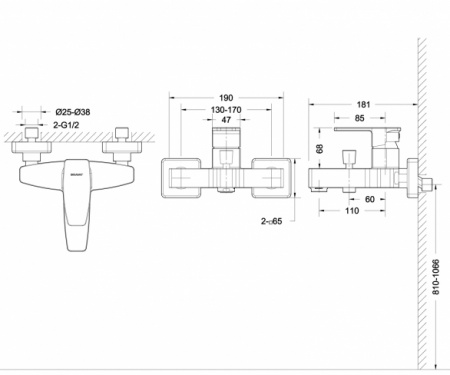 Смеситель для ванны с душем Bravat Riffle F672106C-01 фото