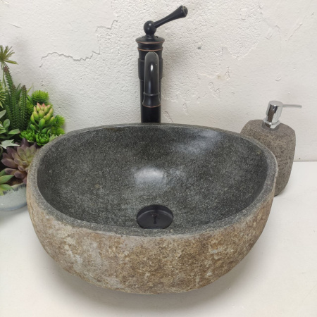 Накладная раковина из речного камня RS01486 (42*33*16) фото