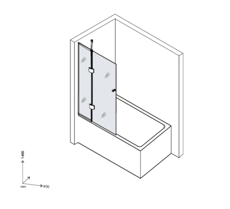 Стеклянная шторка на ванну распашная D&K Matrix DG1109025 90 см черная матовая прозрачное стекло фото