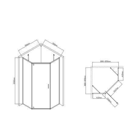 Душевой уголок Vincea Slim-U VSP-2SU900CL 90x90 хром фото