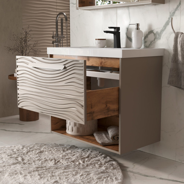 Тумба под раковину EQUIL Gleam 80 tpGLEAM80.1Y.N-25 амарок/дуб вотан фото