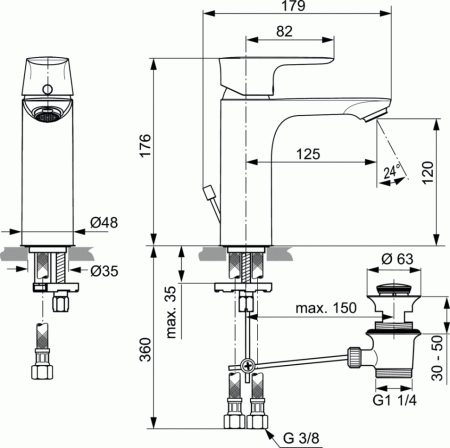 Смеситель для раковины Ideal Standard CONNECT AIR A7053AA фото