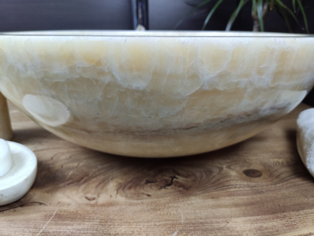 Накладная раковина из оникса Indo Bowl Yellow Big BO-00008 фото