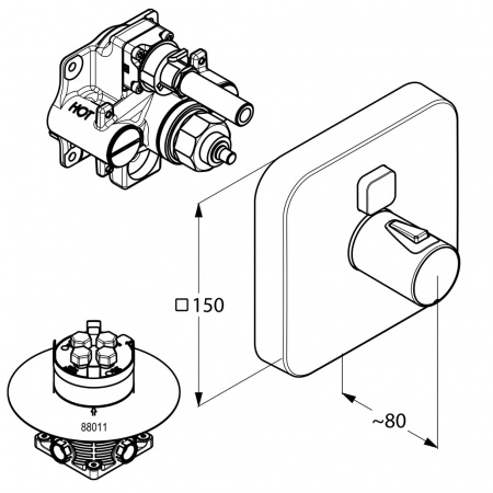 Термостат для душа встраиваемый Kludi Push 388010538 фото