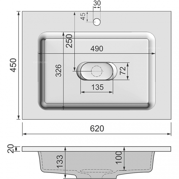 Раковина встраиваемая Jorno Modul Mol.08.65/W 65 см фото