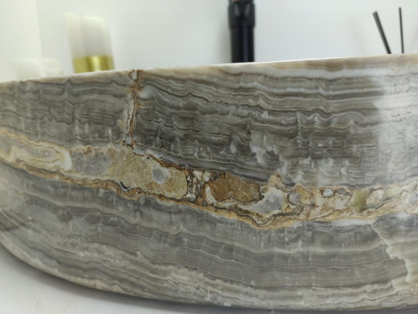 Раковина из оникса Indo Oval Grey Big OG-00088 фото