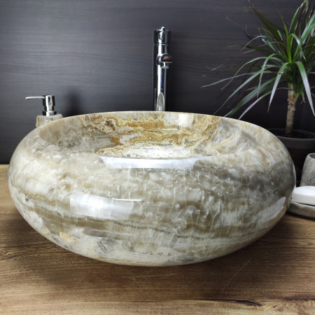 Накладная раковина из оникса Indo Donut Grey Big DO-000170 фото