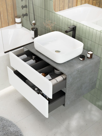 Тумба под накладную раковину Art&Max Genova AM-Genova-800-2C-SO-LN бетон лофт натуральный фото