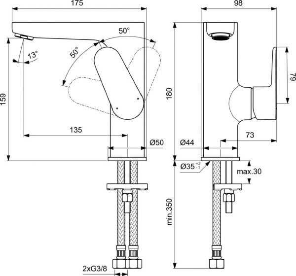 Смеситель для раковины Ideal Standard CERAFINE O BC555XG фото