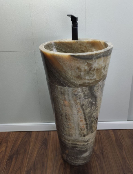 Раковина напольная из оникса Grey ON-01365 (45*45*90) фото