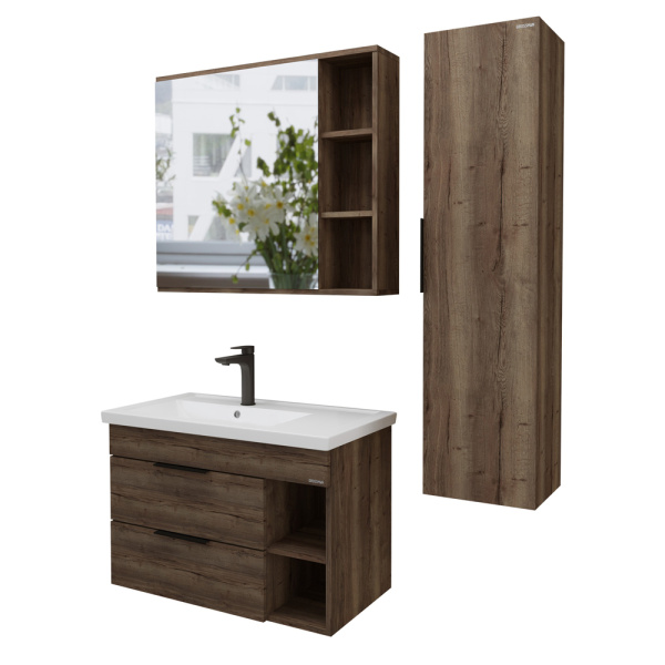 Зеркало-шкаф Grossman Форта 80 2080022 темный дуб галифакс фото