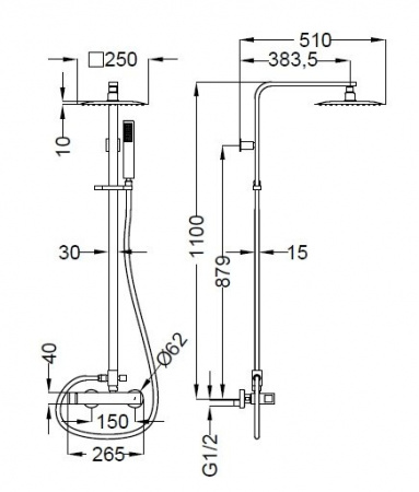 Душевая система (стойка) Cezares Molveno MOLVENO-CD-01-Cr фото