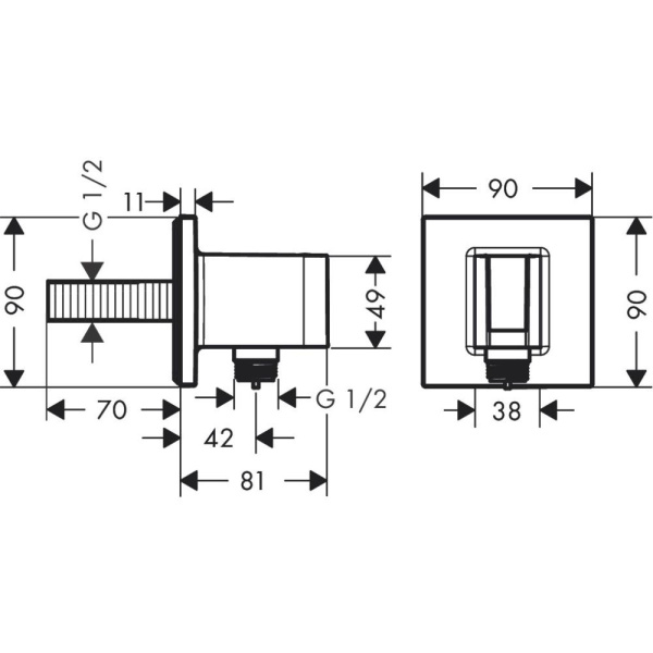 Подключение для душевого шланга Hansgrohe FixFit E 26889000 хром фото
