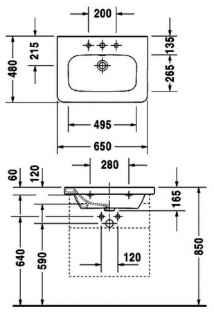 Накладная раковина для мебели Duravit Durastyle 2320650000 65 см фото