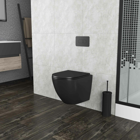 Подвесной унитаз Grossman GR-4457BMS с сиденьем, черный матовый фото
