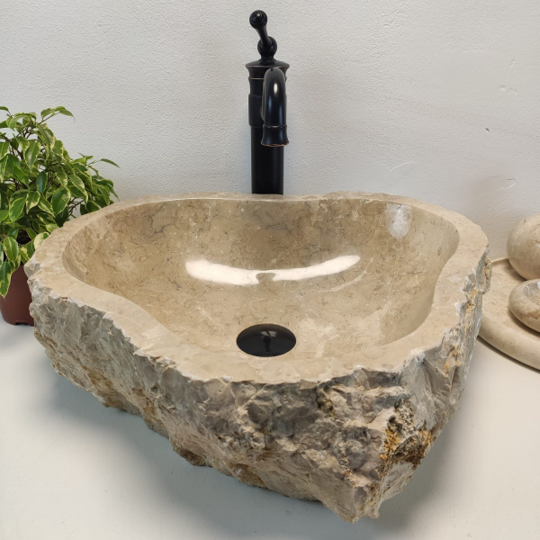 Накладная раковина из мрамора Erozy Cream EM-01103 (48*43*15) фото