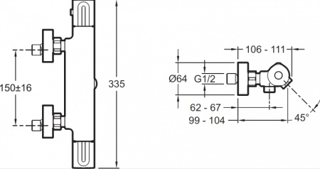 Термостатический смеситель для ванны с душем Jacob Delafon Metro E24395-CP фото