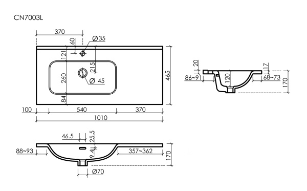 Раковина Ceramica Nova Element CN7003L 101x46 фото