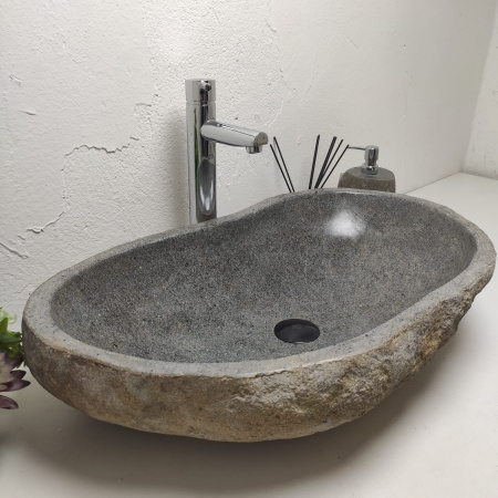 Накладная раковина из речного камня RS01327 (70*41*15) фото