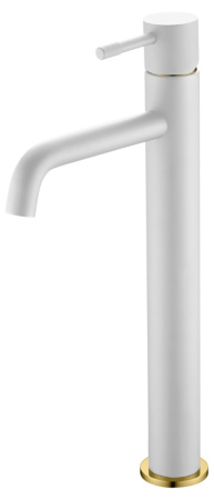Высокий смеситель для раковины Boheme Uno 462-WG белый/золото фото