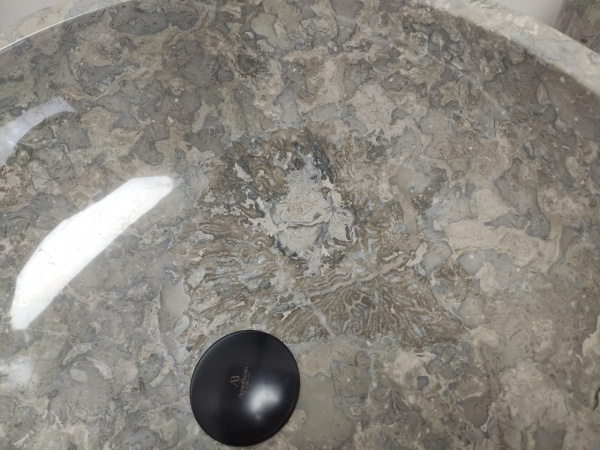 Раковина из мрамора Indo Bowl Grey TinLip Medium BM-00028 фото