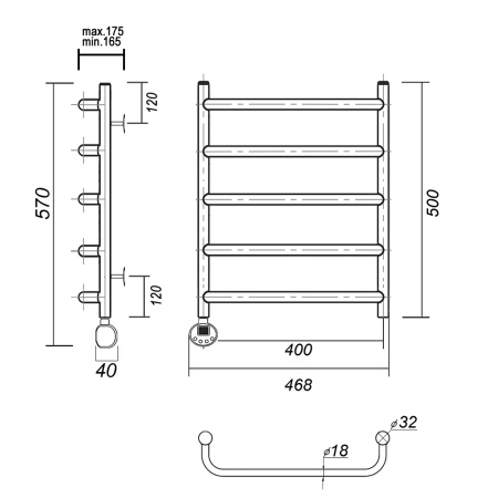 Полотенцесушитель электрический Domoterm Стефано Стефано П5 400x500 EL фото