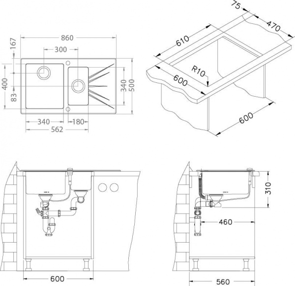 Мойка для кухни Alveus Karat 20 фиолетовый чаша справа фото