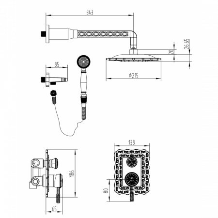 Душевая система скрытого монтажа Milacio Vitoria MC.105.SL серебро фото
