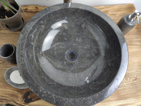 Раковина из мрамора Indo Bowl Marmo Black Medium BM-00032 фото