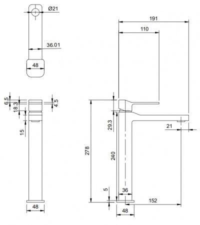 Высокий смеситель для раковины Omnires Slide SL7712CR хром фото