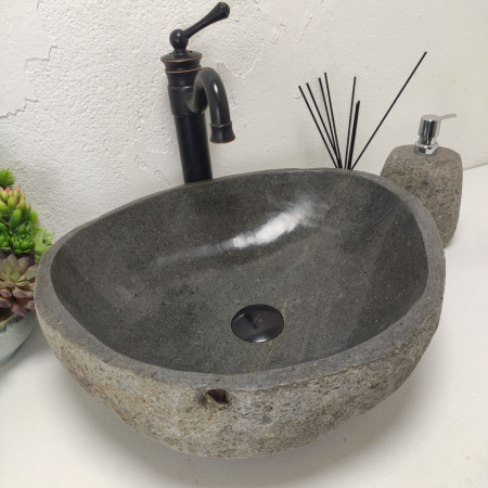 Накладная раковина из речного камня RS01522 (47*42*15) C10 фото