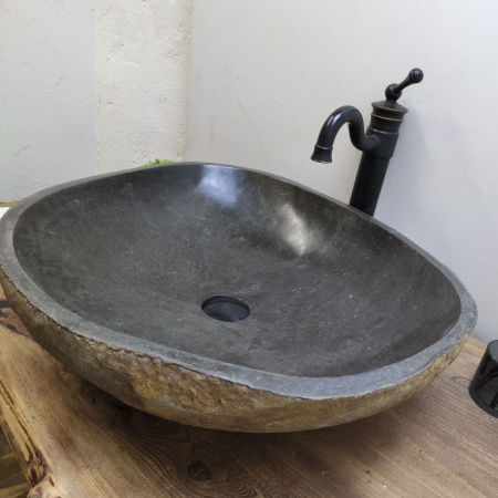 Накладная раковина из речного камня RS01163 (55*52*16) фото