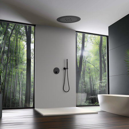 Душевая система скрытого монтажа с термостатом Timo Saona SX-2370/03SM черная матовая фото